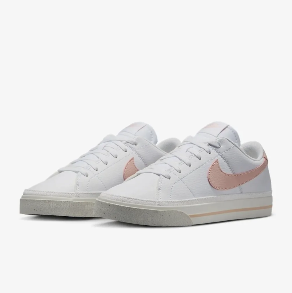 Women's Bling Nike Court Legacy White Pink Sneakers made with Crystals Custom